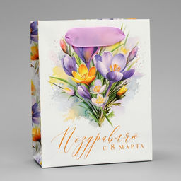 Цена за 3 шт. Пакет подарочный ламинированный, упаковка, С 8 марта, цветы, S 12?15?5.5 см