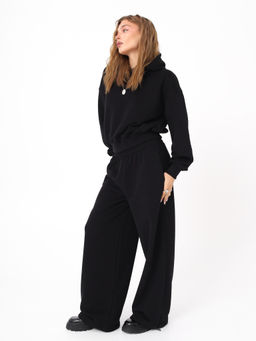 Палаццо женские с эффектом велюра, черные