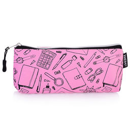 Пенал "School" 21x8x3,5 см, треугольный для 45 предметов, на молнии, текстильный, в пластиковом пакете, розовый