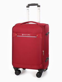 Чемодан 20",Текст,36*25*58,отд на молнии,1 нар/карм, увелич,код замок,4 колеса, красный