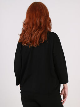 Блузка черная со вставками под кожу - Almond фото 3