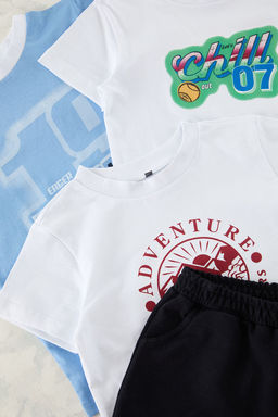 Beyaz-Mavi-K?rm?z? 4lu Regular/Normal Kal?p T-Shirt Sort Orme Tak?m TKDSS25TS00040 - Trendyolmilla фото 3