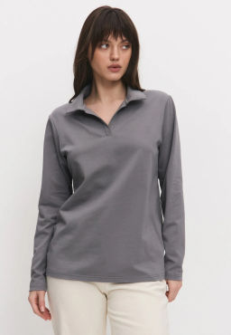 Лонгслив-поло 26204-536 серый