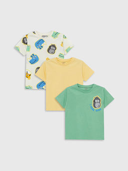 Bisiklet Yaka K?sa Kollu Bask?l? Erkek Bebek Ti??rt 3l?