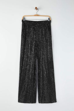 Siyah Pul Payet S?k/Gece Party Mini Sort Astarl? Pantolon TPRAW26PL00001