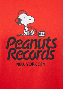 Snoopy Bask?l? K?rm?z? Tisort - Mavi фото 7