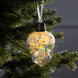 Ёлочный шар Жёлудь, 12х7 см, 4 LED, от батареек, свечение тёплое белое