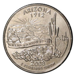 Монета 25 центов (1/4 доллара) 2008 года D США Штаты и территории  Аризона