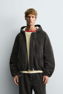 QUILTED DENIM JACKET WITH HOODIE - Zara фото 2