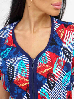 Халат женский, цвет синий красный