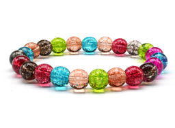 Браслет из кварца тонированного шарик 8мм цвет микс, 16см