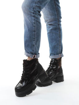 01-F591-1 BLACK Ботинки демисезонные женские (натуральная кожа, искусственная кожа) - Фабричный китай фото 17