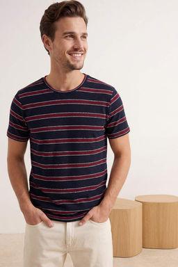 Lacivert Regular Cizgili Orme T-Shirt TMNSS26TS00015 - Trendyolmilla фото 2
