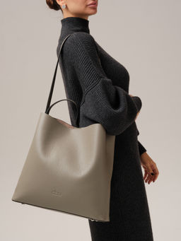 Кожаная сумка шоппер Olga DBR 30948 серо-коричневый фото 2