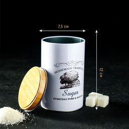 Банка для сахара «Дом и поле», 12×7.5×7.5 см, белая