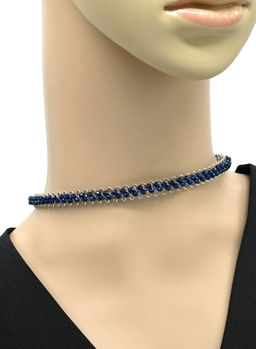 Чокер из циркона шарик гр.3мм цв.темно-синий, 43см