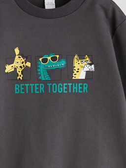 Hayvan Bask?l? Erkek ?ocuk Sweatshirt