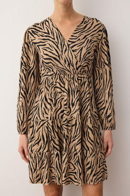 TRENDYOLMILLA K?rm?z? Retro Bask?l? Skater/Belden Ac?lan Kruvaze Yaka Mini Esnek Orme Elbise TWOAW22EL0104 фото 18