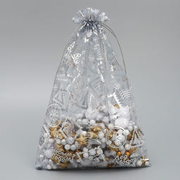 Цена за 20 шт. Мешочек подарочный органза Хорошего НГ, 20 х 30 см +/- 1.5 см