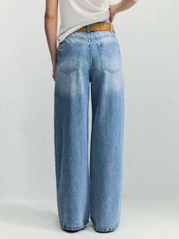 Джинсы широкие с ремнём с высокой посадкой ZR2604092318-102 / Zarina