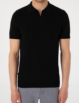Siyah Slim Fit %100 Pamuk Polo Yaka Triko Ti__rt - Pierre cardin фото 6