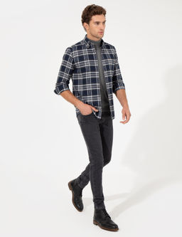 Темно-синяя приталенная рубашка с длинным рукавом - Cacharel фото 4