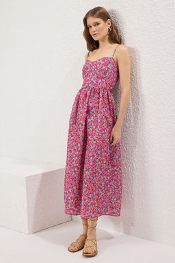 TRENDYOLMILLA Pembe Cicekli Maxi Dokuma Elbise TWOSS24EL00700 фото 2