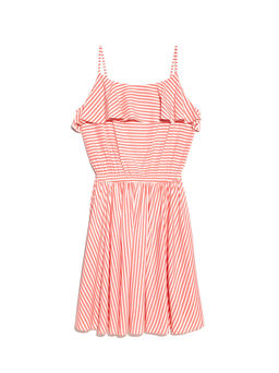 CONTE Ультрамодное платье в полоску на тонких бретелях LPL 911 white-coral