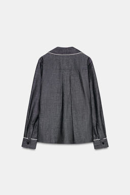 ZW COLLECTION DENIM SHIRT WITH TRIMS - Zara фото 3