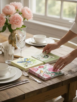 Салфетки бумажные "Art Bouquet" 33х33см, 3-х слойные, 20 штук в упаковке, 100% целлюлоза, "Рисунок с птицами" (Россия)