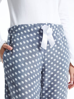 Beli Lastikli Puantiyeli Kad?n Polar Pijama Alt?