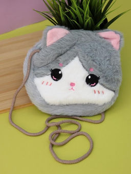 Сумочка плюшевая "Cute cat", grey (16*14 см)