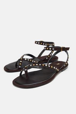 BEADED LEATHER SANDALS - Zara фото 12