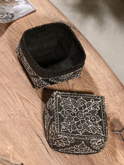 Корзинка плетёная «Бонтанг», 16×16×12 см, бамбук, тёмная