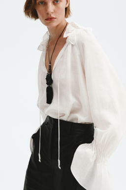 Camisa oversize en mezcla de lino - H&m фото 4