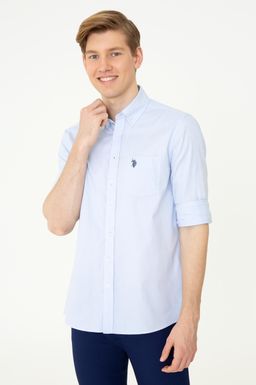 U. S. Polo Assn Мужская голубая рубашка с длинным рукавом - U.s. polo assn фото 3