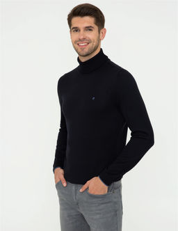Lacivert Slim Fit Bal_k__ Yaka Basic Triko Kazak - Pierre cardin фото 3