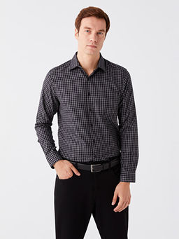 Regular Fit Uzun Kollu Ekose Gabardin Erkek G?mlek