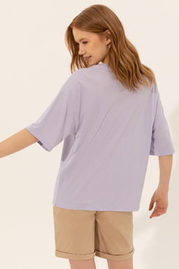 Женская сиреневая футболка оверсайз с круглым вырезом Неожиданная скидка в корзине - U.s. polo assn фото 5