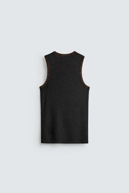 CAMISETA TANK ESTRUCTURA CALADOS / Tostado - Zara фото 7