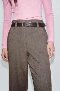 HERRINGBONE TROUSERS WITH BELT - Zara фото 12