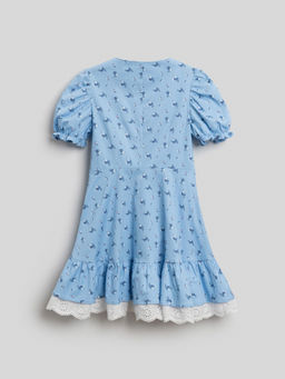 ACOOLA / Платье детское для девочек Valen голубой принт  фото 2