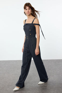 Lacivert Cizgili Kusakl? Kollar? Ayarlanabilir Baglamal? Uzun Tulum TWOAW25TU00017 - Trendyolmilla фото 2