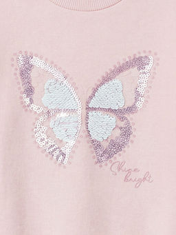 Kelebek Payetli K?z ?ocuk Sweatshirt