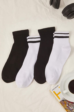 TRENDYOL MAN Siyah Unisex 4lu Paket Seritli Patik Pamuklu Corap TMNSS24CO00021 - Trendyolmilla фото 2