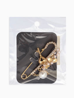 Булавка «Ключик от сердца», 6.5 см, белая в золоте