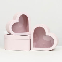 Набор подарочных коробок с окном 3 в 1 сердца L:28.5?26.3?13 M:26?24?11.5 S:23.5?21.5?10 см