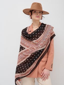 Большой, легкий, двусторонний палантин с принтом - Tantino фото 3