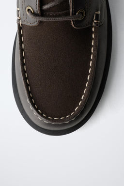 COMBINED LEATHER DECK SHOES - Zara фото 7
