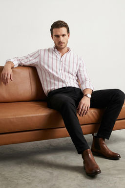 TRENDYOL MAN Beyaz Slim Fit Dugmeli Yaka Ince Cizgili Gomlek TMNSS20GO0092 - Trendyolmilla фото 51